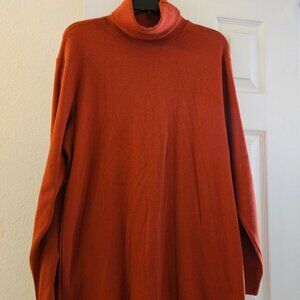 NWB Vintage Burnt Orange Terra Cotta Turtleneck Tunic Cotton Spandex top sweater